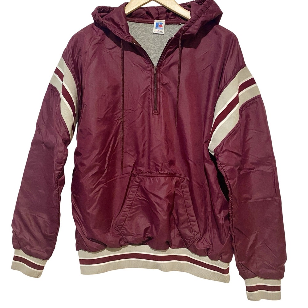 Vintage Russell Athletic Pullover Windbreaker Maroon L USA‎ Made